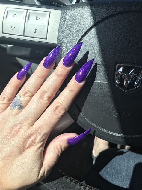 stiletto nails purple|purple nails with diamonds.